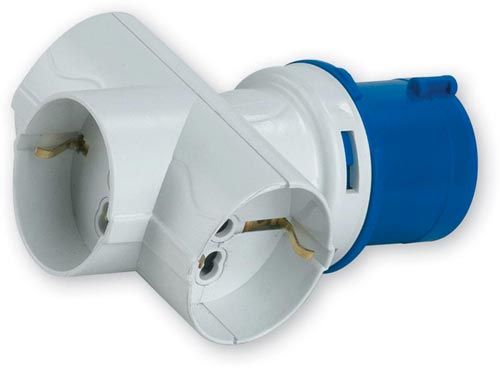 Adattatore Spina Cee 2P+T a 3 Prese Schuko Bivalenti